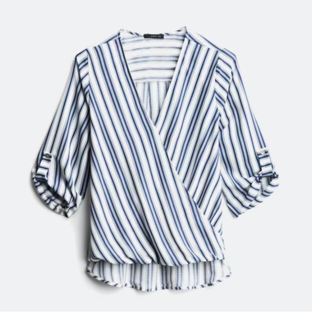 West Kei Allan Surplice Rolltab High Low Blouse
